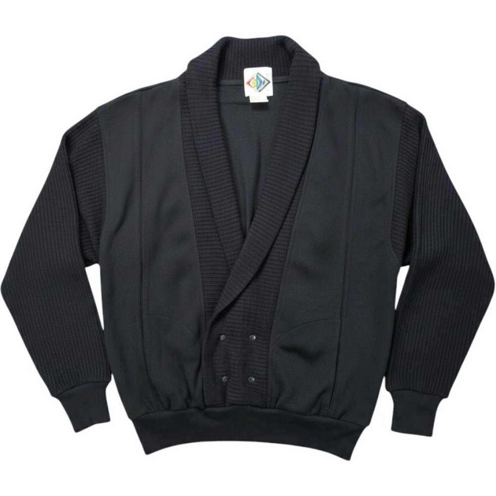Vintage 80s/90s Snap Front Shawl Collar Cardigan Sweater Black Mens L Coda